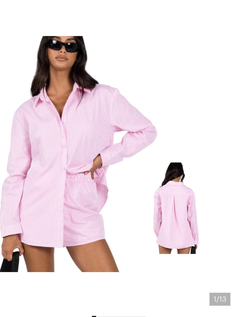 Princess Polly Pink Striped Button-Up Shirt & Shorts Set